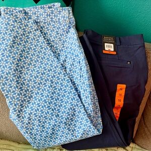 Banana Republic Solid Navy and Costco Patterned Blue Capris Both for &14. New.
